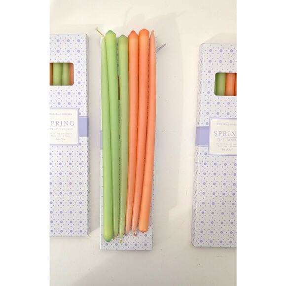 Lot of 4 Williams Sonoma Spring Easter 24 Tiny Taper Candles Orange Green 10" - Picture 8 of 11